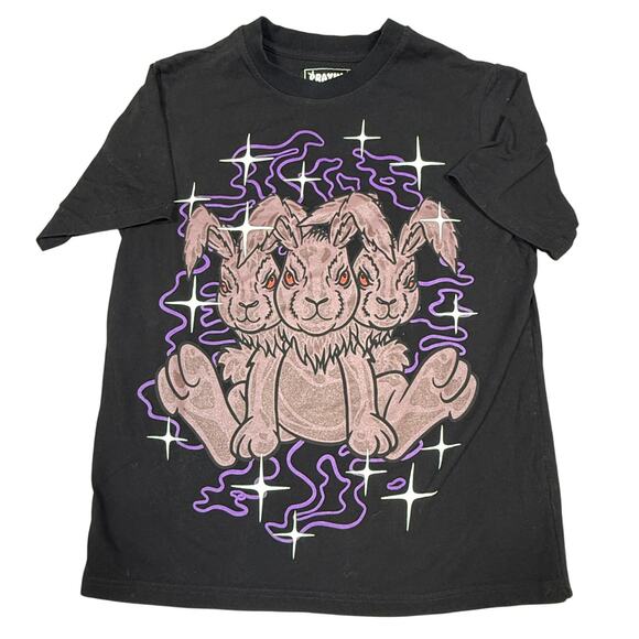 Praying Rabbit Adult Size S Cyber Short Sleeve Graphic T-Shirt - Picture 1 of 14